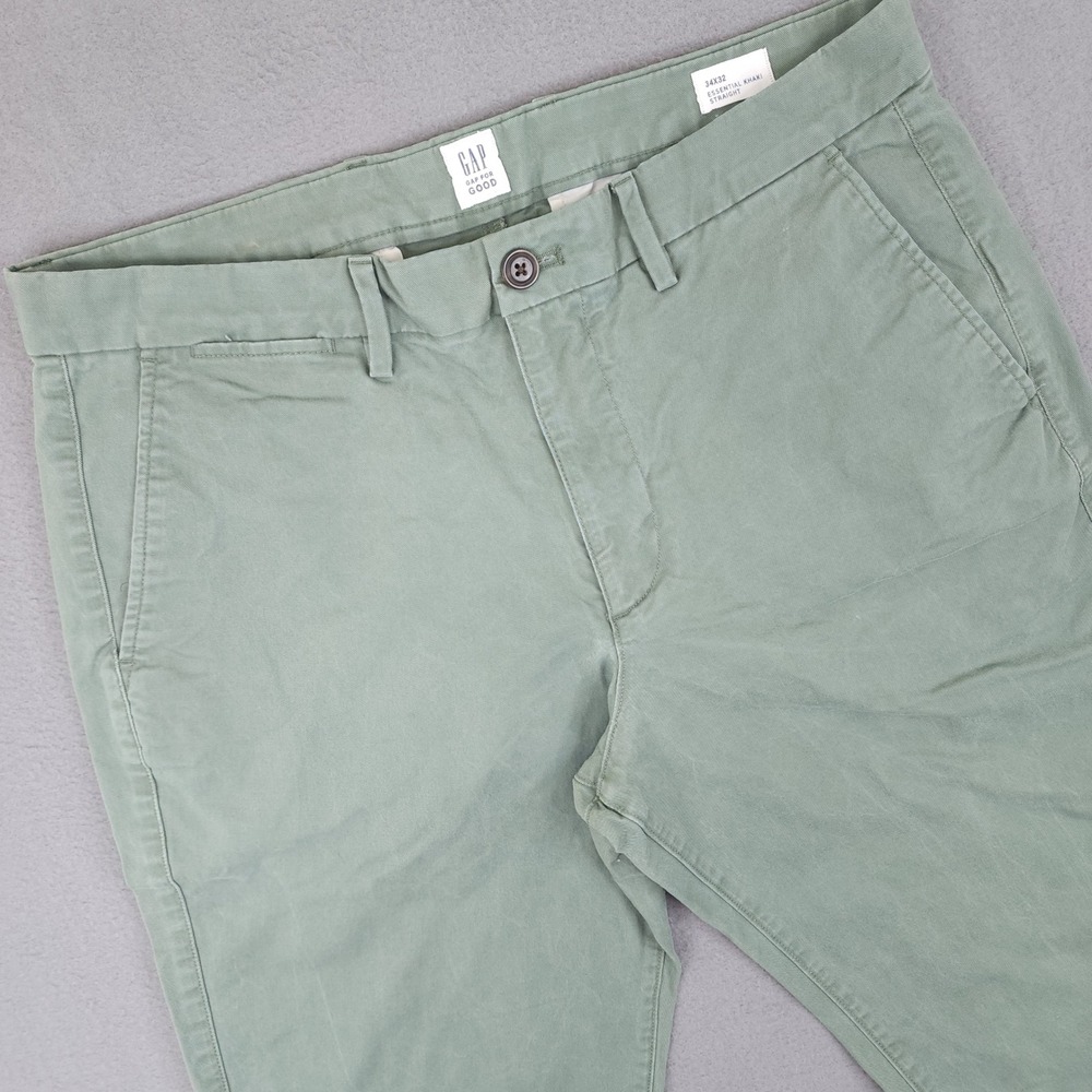 Gap Essential Khaki Straight Mens 34x32 Green New Olive Chino Pants Workwear